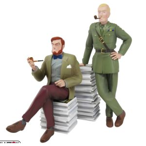 BLAKE EN MORTIMER COLLECTOYS BEELDEN SET: MET BOEKENSTAPELS